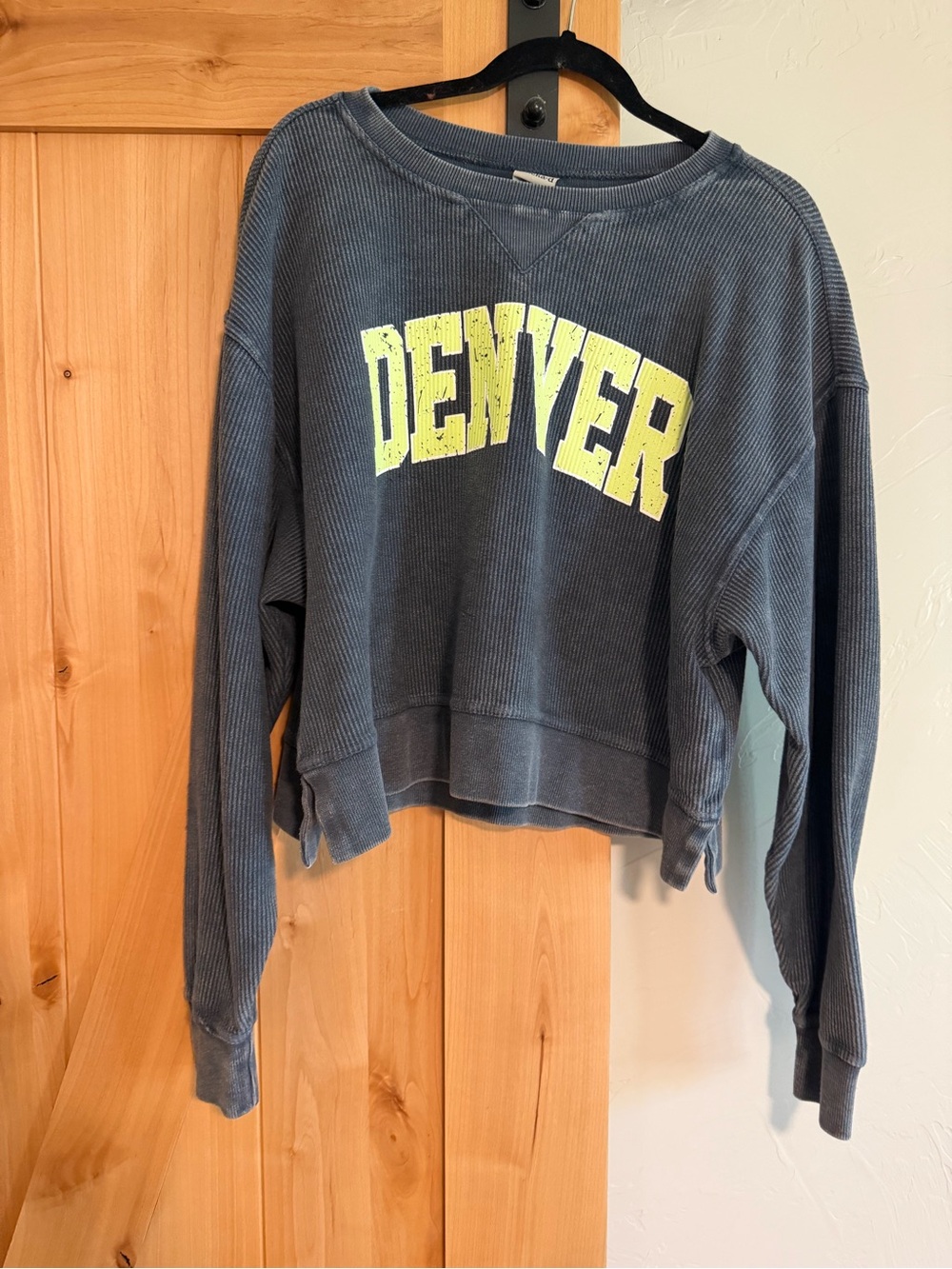 Denver Graphic Pullover Sweatshirt - Charcoal with Yellow Lettering